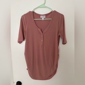 Isabel Maternity Dusty Rose Ribbed Top